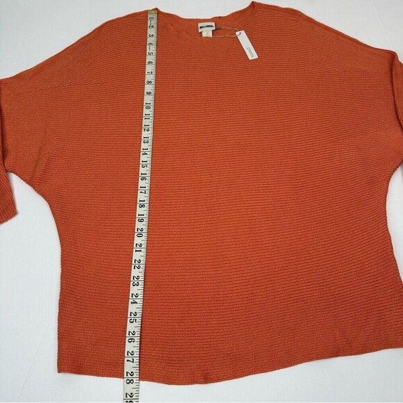 Chico’s Women’s NWT Orange Metallic Ribbed Banteau 3/4 Sleeve Sweater 4/XXL/C44 - Picture 11 of 13